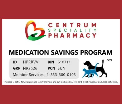 Pet Medication at centrum pharmacy